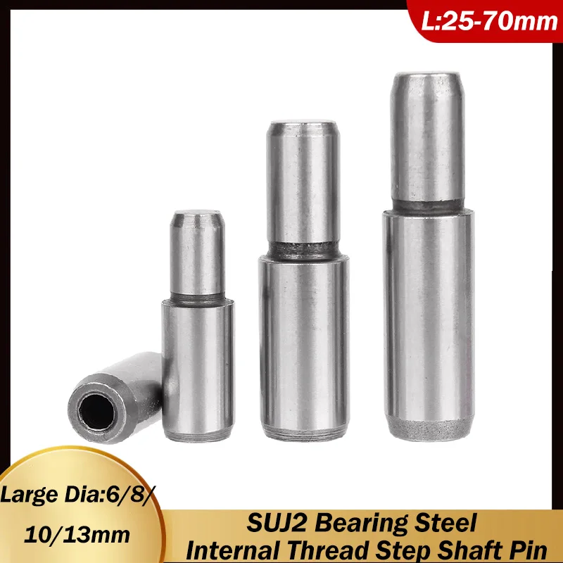 1/2/5pcs MSFWM Large Dia 6/8/10/13mm SUJ2 Bearing Steel Internal Thread Stepped Shaft Pin Step Positioning Pin Cylindrical Pins