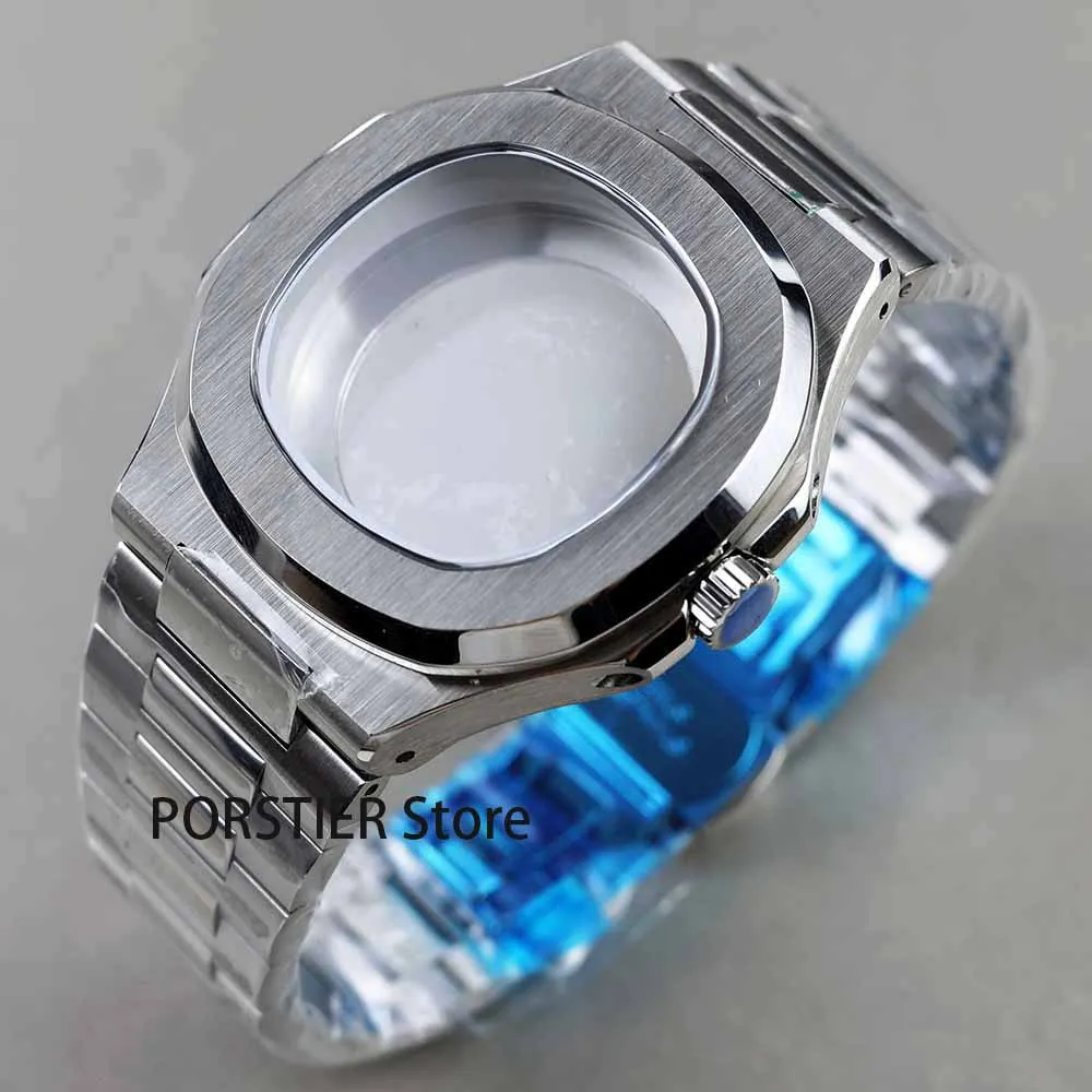 40mm square Watch Cases Watchband Parts Sapphire Glass For Modified Nautilus Seiko nh34 nh35 nh36,38 Movement Dial Waterproof