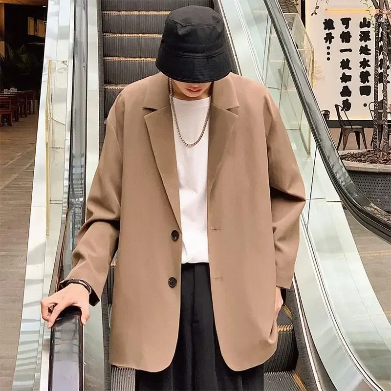 Oversized 2024 Fashion Solid Color Lapel Blazer Women Elegant Vintage Casual Loose Temperament Coat Tide Suit  Jacket Men