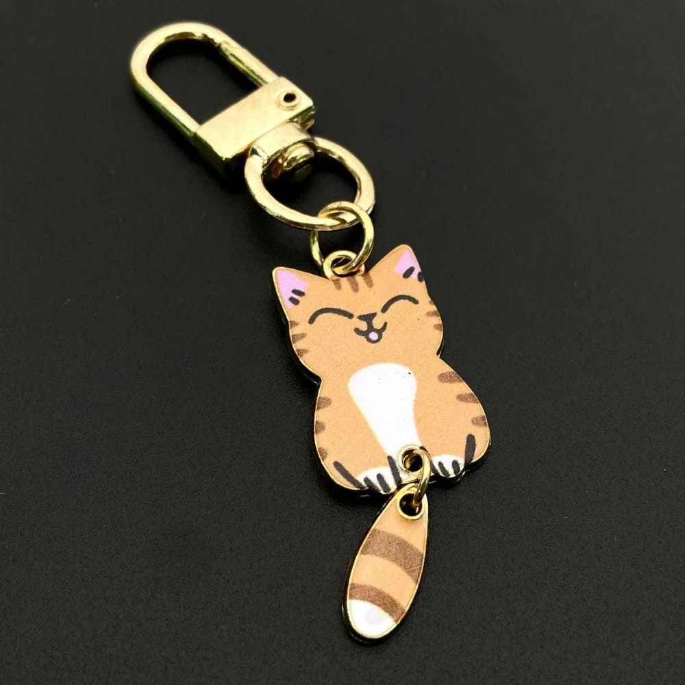 

Selling Hot New Personalized Key Chain Ring Color Printing Cute Cat Cartoon Keyring Kawaii Animal Metal Alloy Keychains Gift