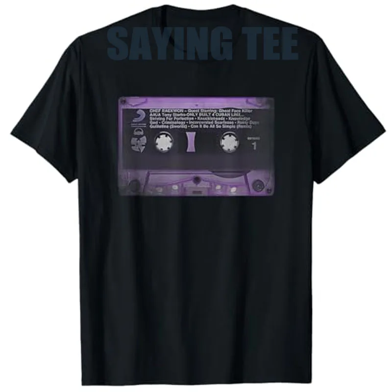 

Purple Cassette Tape Retro Vintage 90s Hip Hop Music Lover T-Shirt Streetwear Clothes Y2k Design Graphic Outfit Saying Tee Tops