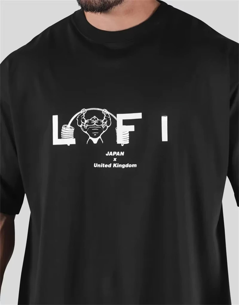 2026 Summer Men's Gym T-Shirt, Barbell Muscle Graphic, Oversized Heavy Cotton Streetwear For Bodybuilding Powerlifting
