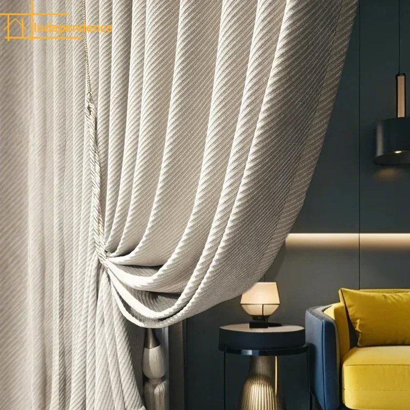 Customized Mibai Snow Neal Twill Jacquard Velvet Curtains for Living Room Bedroom French Window Balcony Float Window Finished