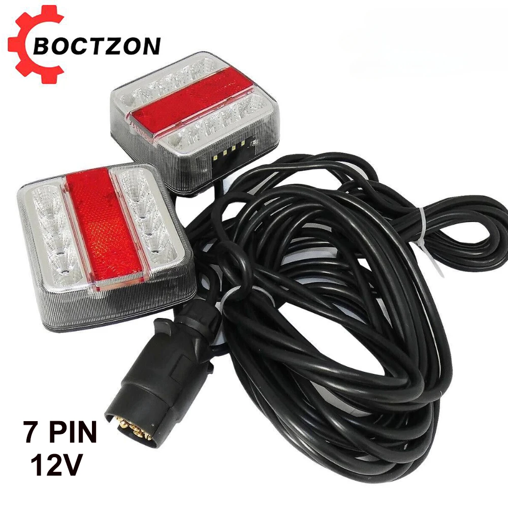 

1 Set 12V Rear Towing Tail Light 14 LED Trailer 10m Cable EN 7 Pin Brake Lamp Stop License Number Plate Reflector Waterproof