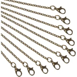 10 Strands Antique Bronze Chain, Iron Wire Chain with Lobster Clasp Chain Necklace for Pocket Watches Design Necklace