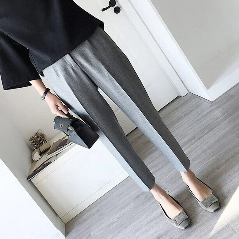 

Female Suit Pants Women Pants Minimalist Office Lady Solid Color Straight Stylish Ankle-Length Basic Business Comfy