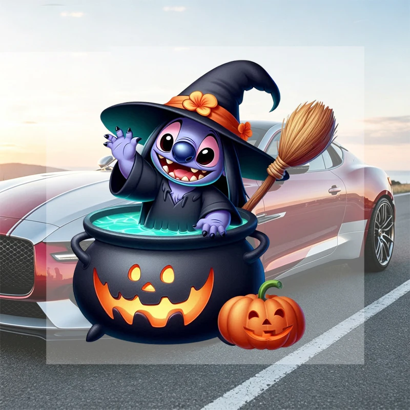 Car Stickers Halloween Stylish Witch Vinyl Decal Waterproof Die Cut for Fuel Tank Gas Cap Side Mirror Auto Decor