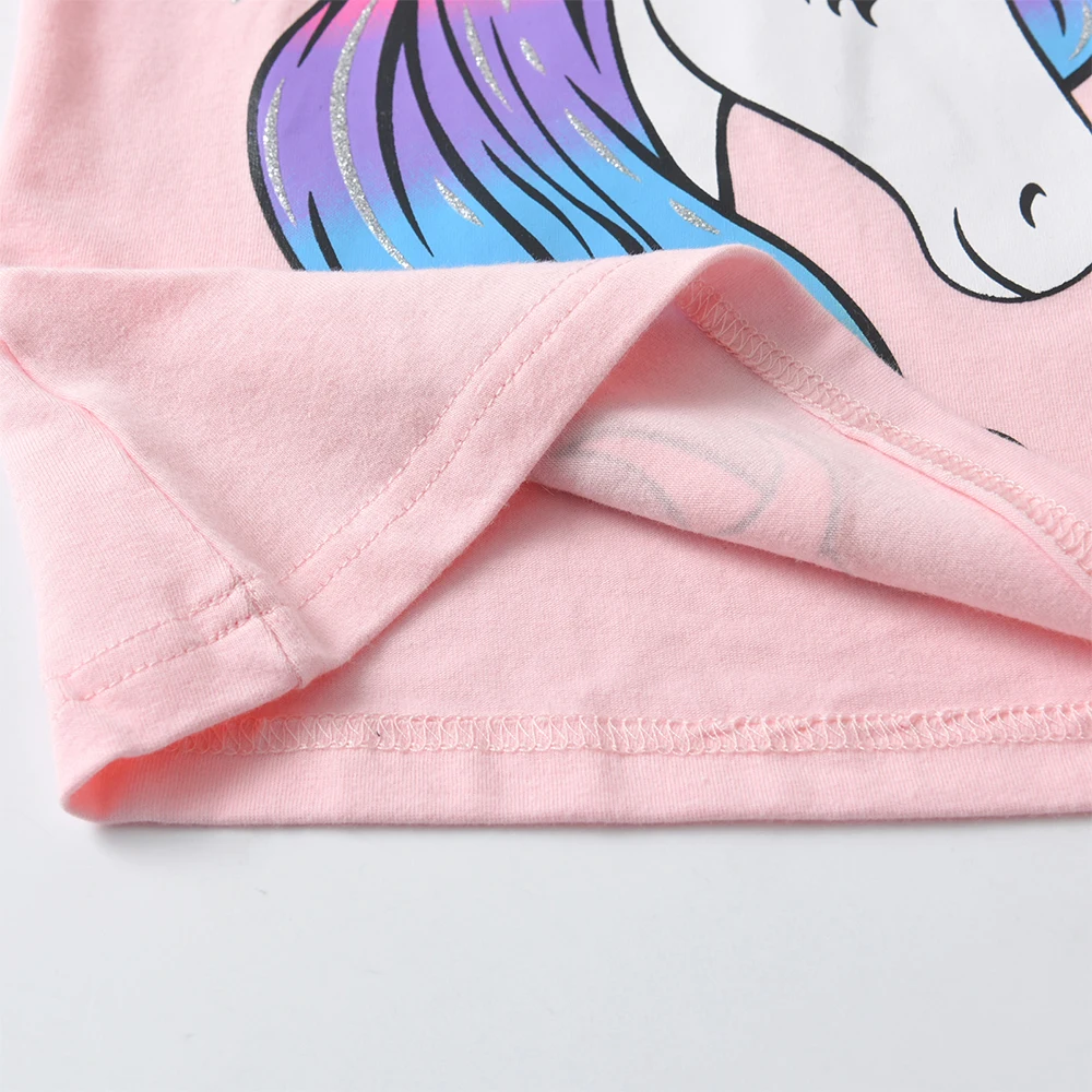DXTON Girls Tops Mesh Flying Sleeve Kids T-shirts For Girls Cotton Summer Toddlers Tops Cartoon Printed Children Tees Clothing