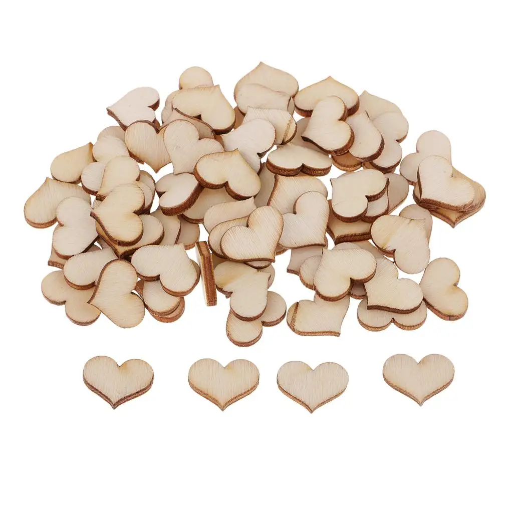 2X 100x Bulk Wooden Shapes Blank Wood Hearts Art Craft Card Making