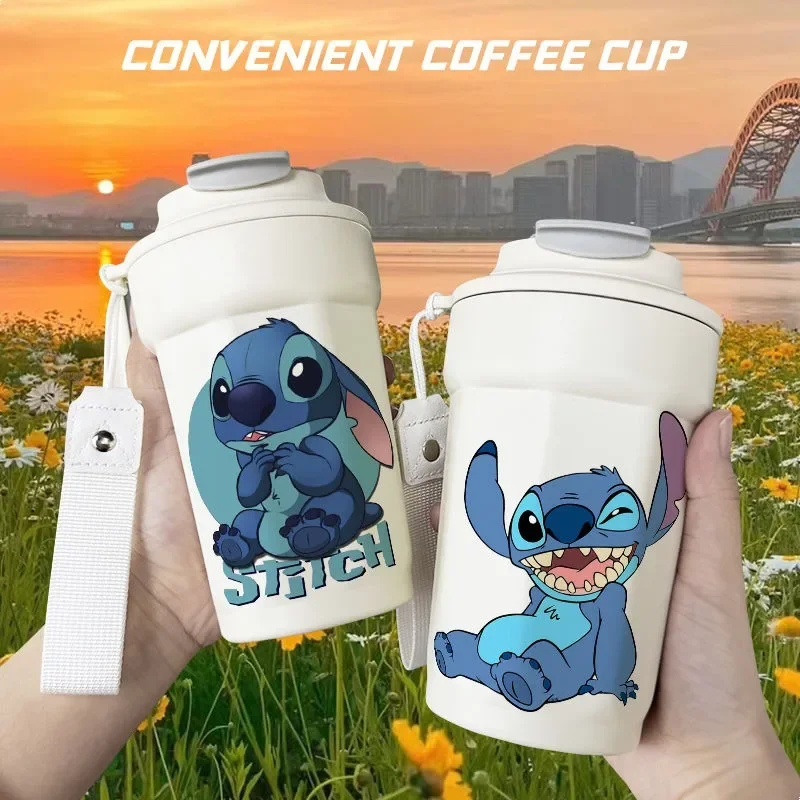 كوب ليلو آند ستيتش كارتوني إبداعي لطيف معزول بسعة كبيرة من الفولاذ المقاوم للصدأ كوب ماء محمول مضاد للسقوط هدية للأطفال