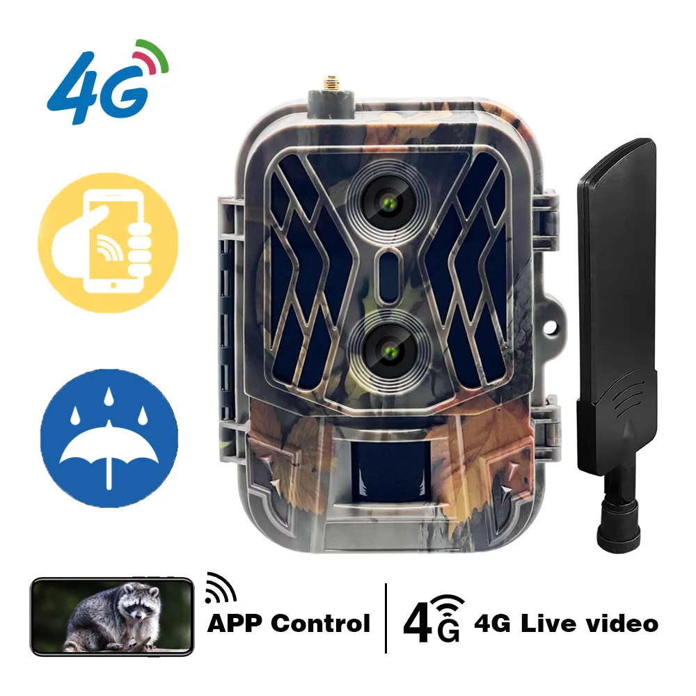 4G Tracking Camera 4K  APP Control Cloud Service no Lithium-Battery Hunting Camera  Cam Dual Lens Detection Wildlife came