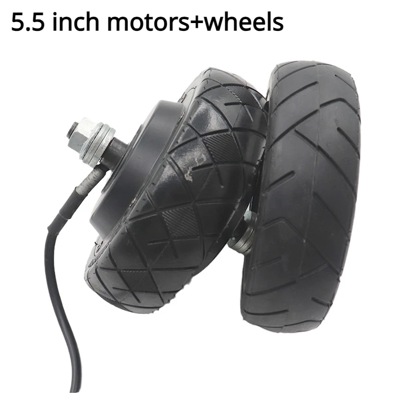 5.5 inch front rear motors+wheels brushless and toothless wheel hub motor, solid tire 24V electric scooter brushless motor