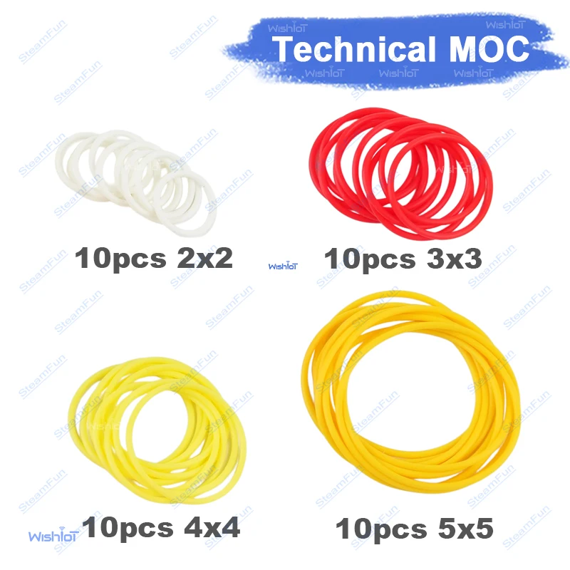 

MOC Rubber Bands 2x2 3x3 4x4 5x5 85543 85544 85545 85546 for Hi-Technic Round Cross Section Pulley Wheel Belt Drive Belt
