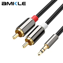 AMKLE AUX kabel RCA Jack 3.5mm przewód Audio rozszerzenie dźwięk radia dla Sepeaker JB L słuchawki samochód Smartphone Oneplus przewód AUX