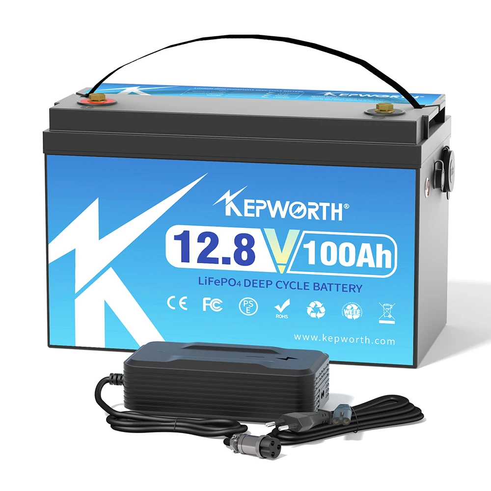 KEPWORTH 12V 100Ah LiFePO4 Batterie mit eingebautem 100A verbessertem BMS Lithium-Akku für Wohnmobile, Golfcarts, Offroad-Fahrzeuge und Off-Grid-Anwendungen. – Detail 6