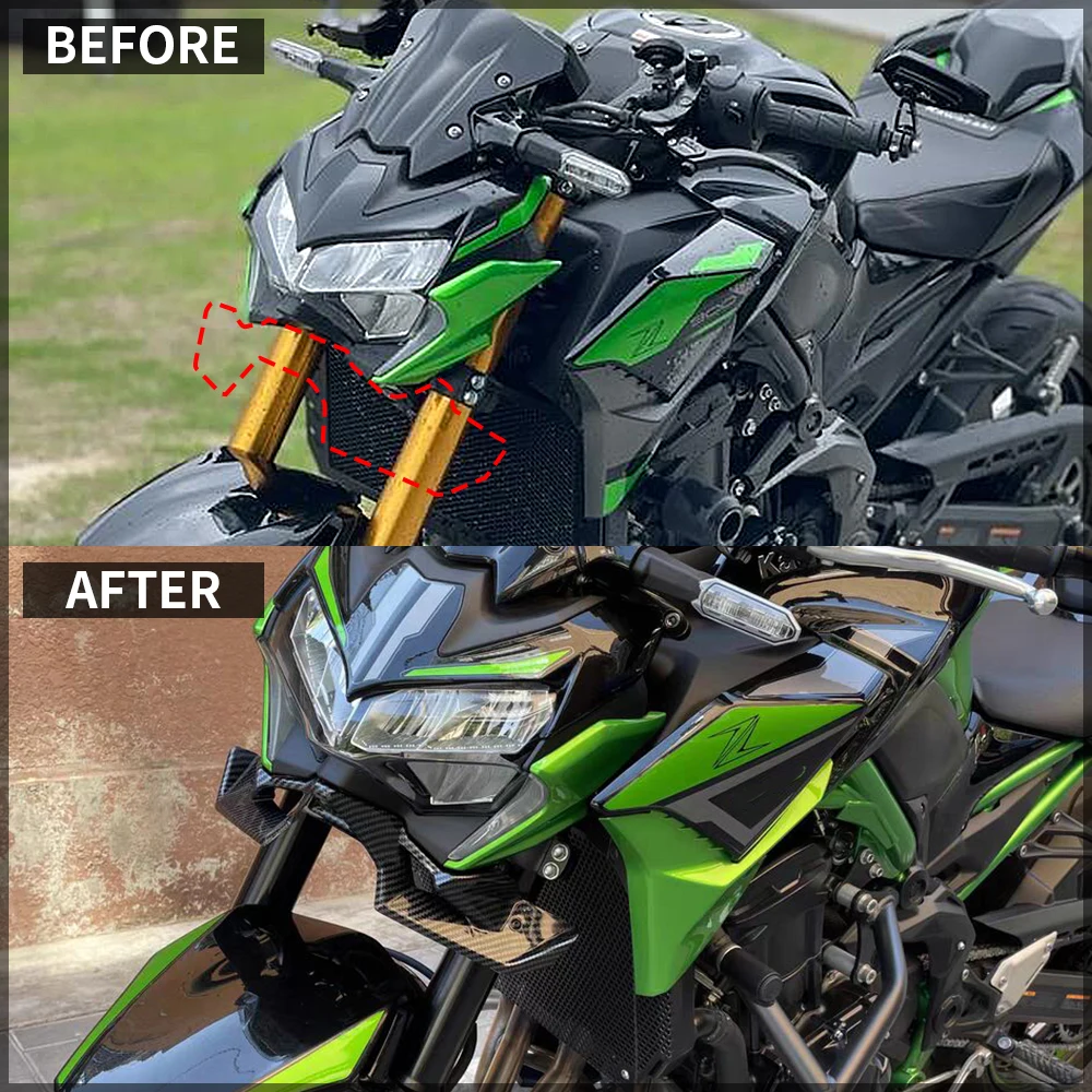 Moto Aerodinamico Parafango Kit Spoiler Anteriore Nudo Copertura a Forma di Becco Per Kawasaki Z900 Z 900 Z-900 Accessori 2020-2025