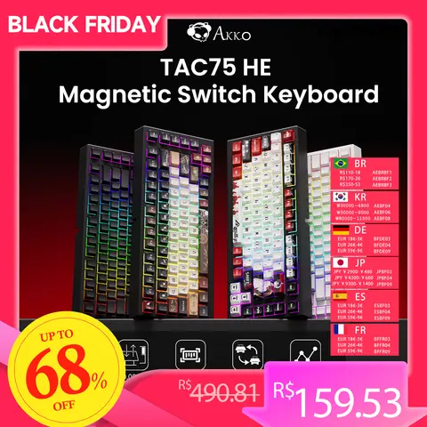AKKO TAC75 HE clavier à interrupteur magnétique 75% claviers de jeu déclencheur rapide 0.005mm 8K RGB filaire Esports clavier personnalisé pour Gamer