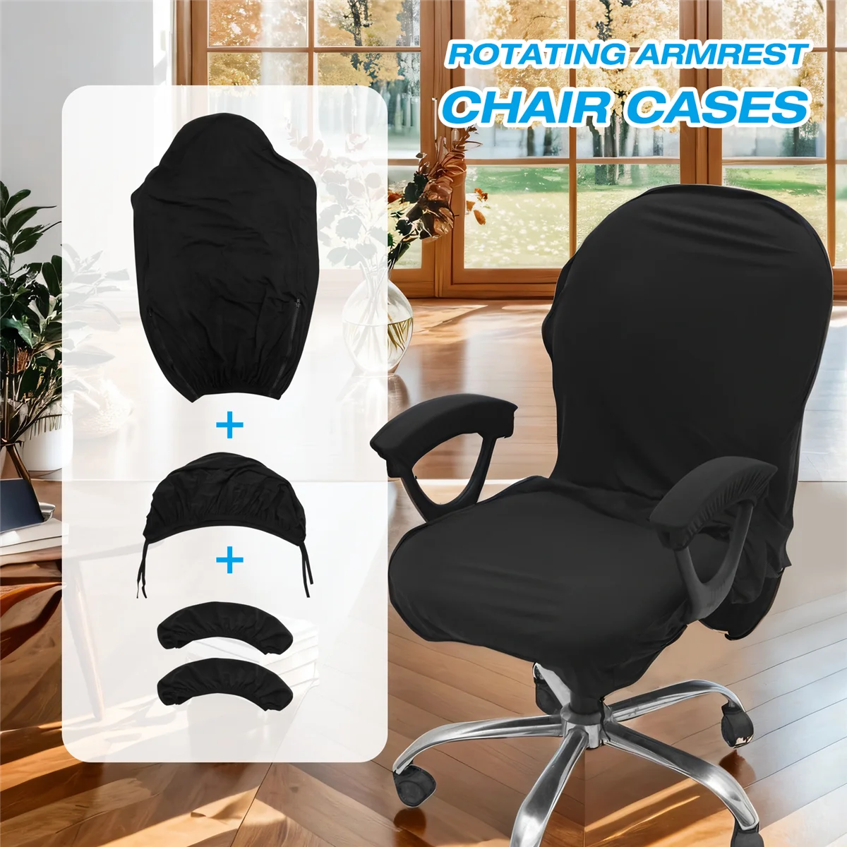 

seat Elastic Electric Gaming Chair Covers Household Office Internet Cafe Rotating Armrest Stretch Chair Cases(Black)