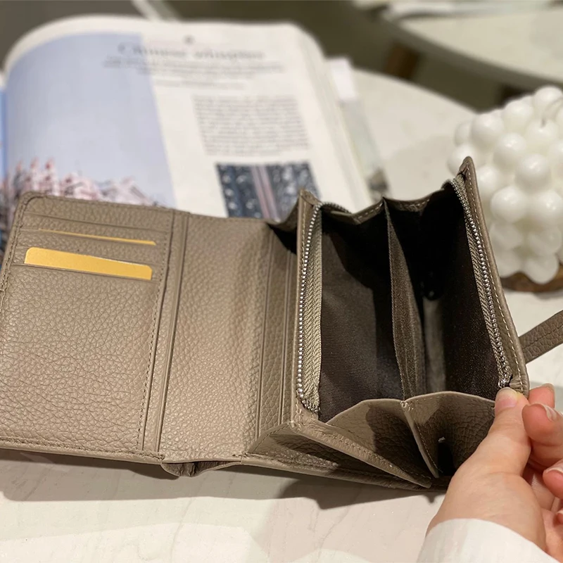 Engrave Initials Woman Casual Card Wallet Genuine Leather Zip Customized Short Folding Wallet Female Luxury Fashion Coin Purse view 5