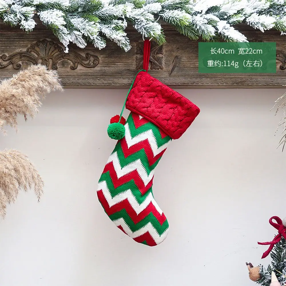 

Hanging Ornaments Gift New Year Knitted Xmas Sack Christmas Stocking Socks Candy Bags