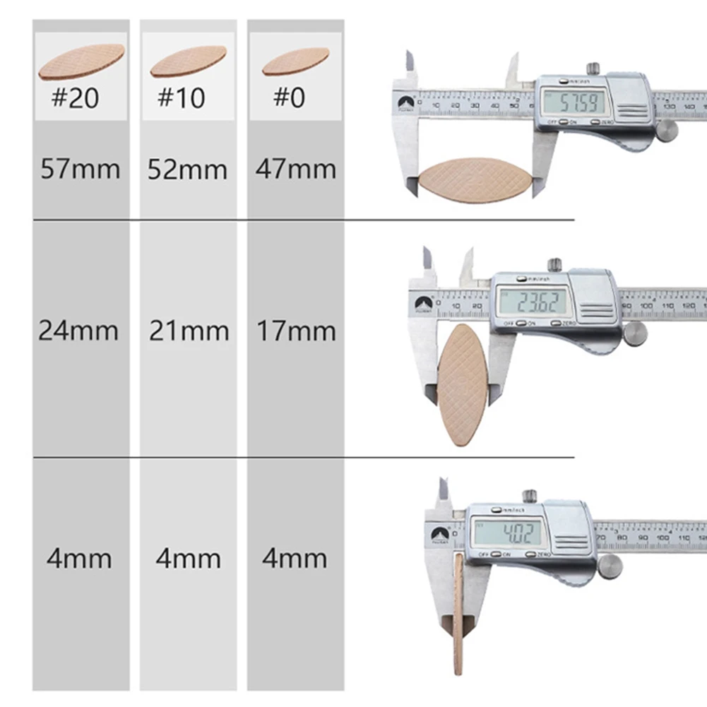 100 pezzi di giunzione per biscotti per la lavorazione del legno n. 0 # /10 # /20 #   Pezzi di tenone per biscotti che uniscono il legno per la lavorazione del legno