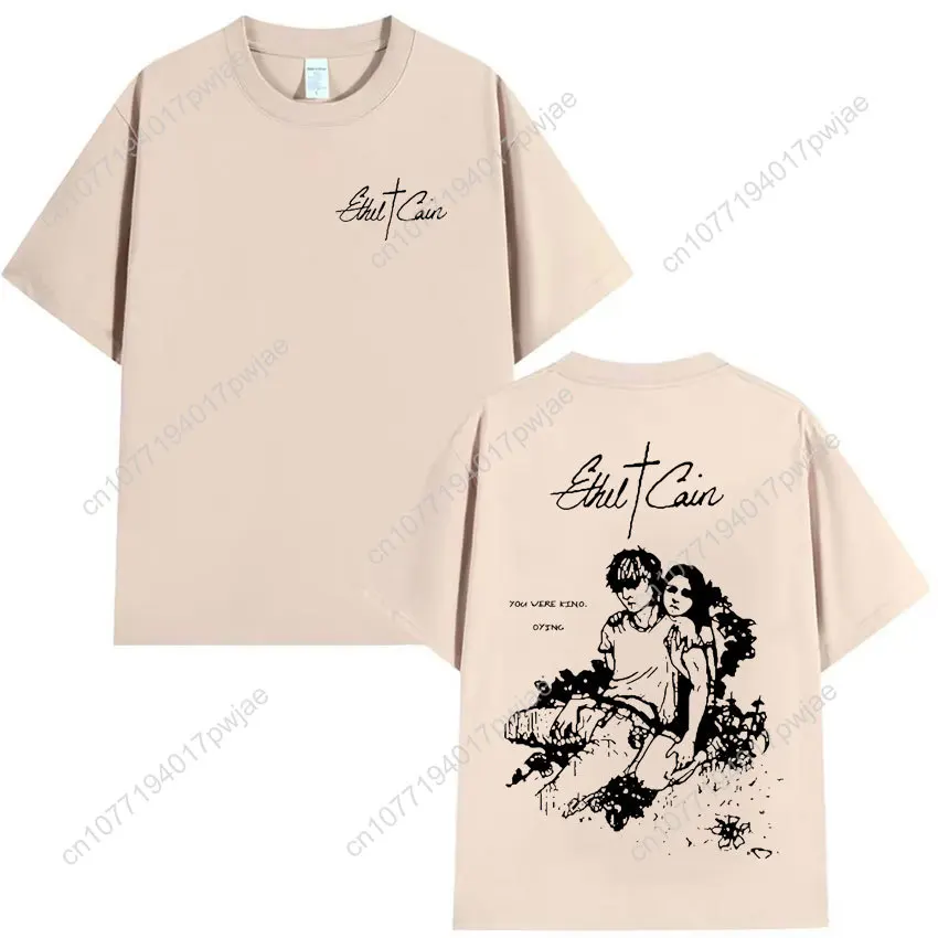 Ethel Cain 클래식 팝 그래픽 프린트 티셔츠 남성 고딕 캐주얼 반소매 티셔츠 여름 유니섹스 코튼 오버 사이즈 티셔츠 탑스