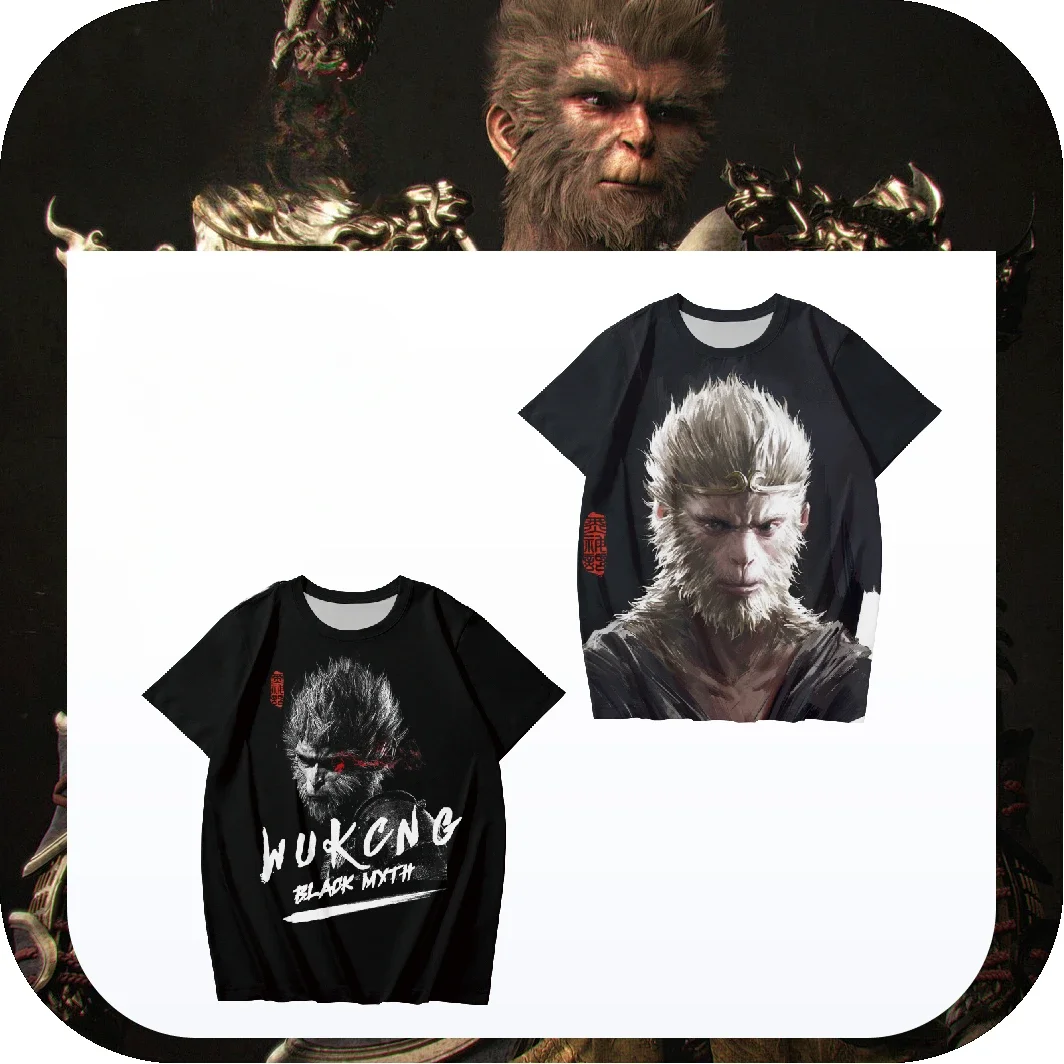 new Game Black Myth WuKong 3D T Shirt for Adult Fashion Hip Hop O-neck Short Sleeve Tops Harajuku Men's T-shirts Oversized Tees