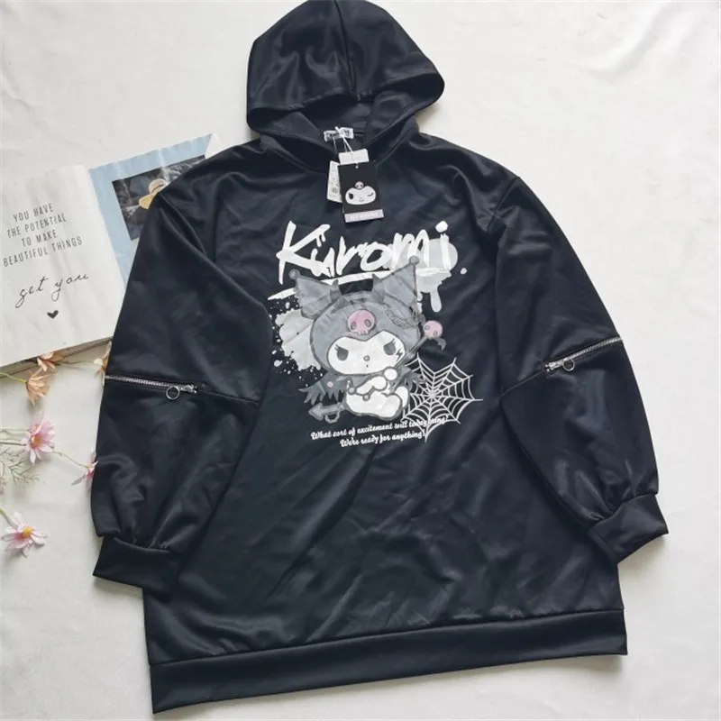 Japanese Sanrio Clow M Hooded Sweatshirts for Women 2024 Autumn New Fashion Loose Zip Mid-Length Mine Long Sleeve Hoodies Tops