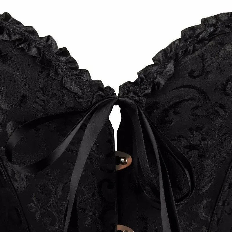 European and American court style corset jacquard lace back strap adjustable waist molding belly supporting bone shapewear 8111 view 5