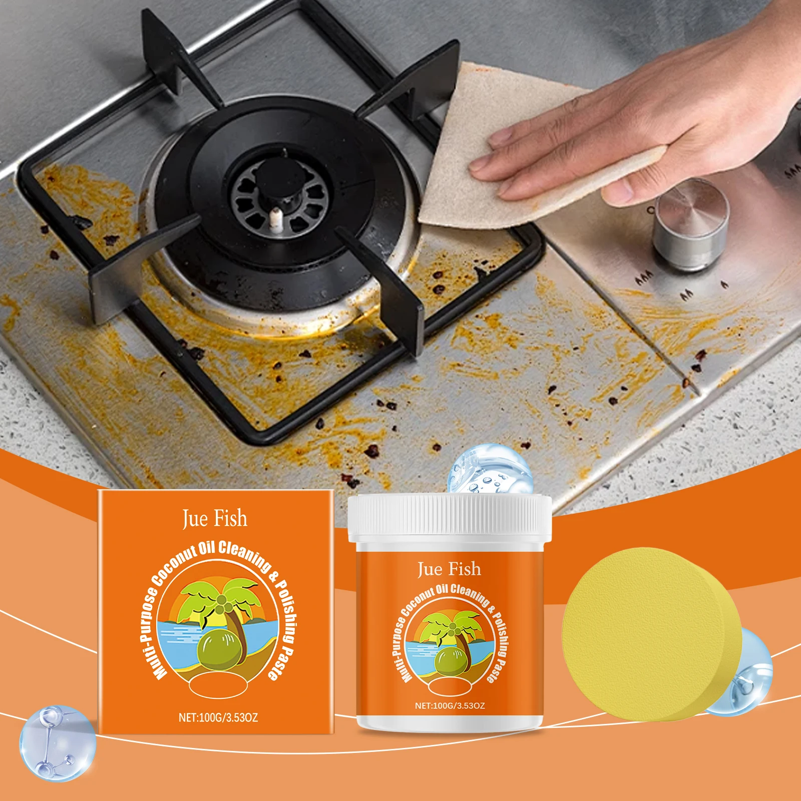 Multi-surface Cleaning Paste for Household Use, Helps Lift Grease & Marks, Surface Polishing for Versatile Home Maintenance