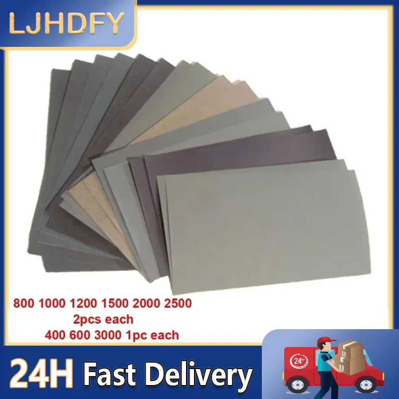 15Pcs/Set Automotive Sandpaper 400 600 3000 800 1000 1200 1500 2500 Grit Sand Paper Water/Dry Sanding Paper Abrasive Tools