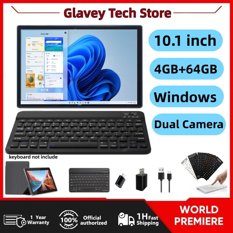 10.1 INCH 4GB RAM 64GB ROM T10 DS102 WINDOWS 10 Tablet PC 1280*800 IPS Screen WIFI Dual Core Dual Camera