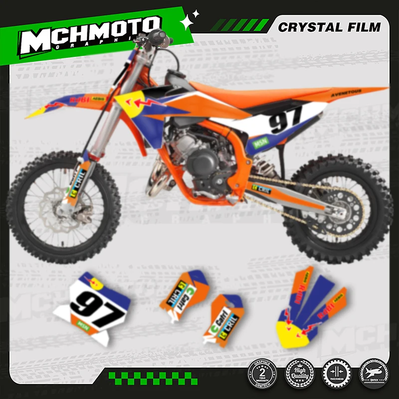 

MCHMFG Full Set Graphics Background Decal Stickers Kits For KTM 2024 2025 2026 SX65 Number Name Custom