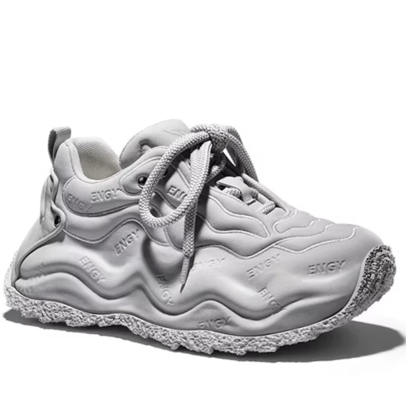 Retro Luxury Daddy Shoes for Men's and Womens Genuine Leather Printed Thick Soles Height Increasing Shoes Casual Footwear Couple