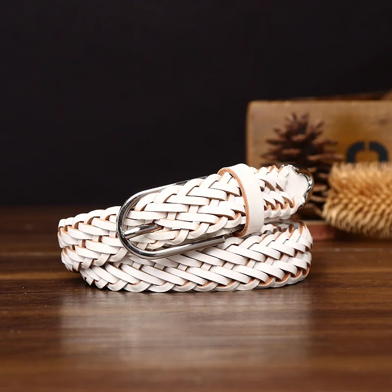 Women's New Fashion Light Luxury Style Hand Woven Belt Genuine Leather Pure Cowhide Woving Belt,Women's Personalized Trendy Belt