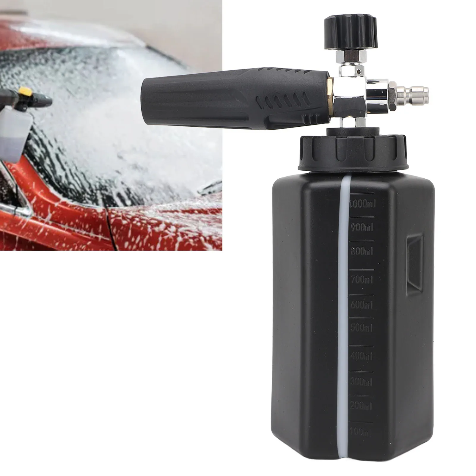 

1000 мл пенопластовая пушка для автомойки, пенопластовая пушка для мойки высокого давления, пенопластовая пушка 1 л, большая емкость, нержавеющая сталь, ABS, распылитель пены для автомойки