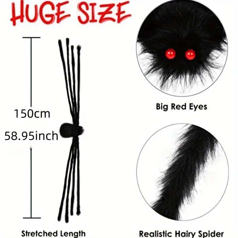 1 piece Halloween Spider Giant Fake Furry Spider for outdoor Halloween decoration, indoor yard party decoration, scary giant spider, fake big spider, Halloween decoration supplies, home decoration, holiday decoration, room decoration