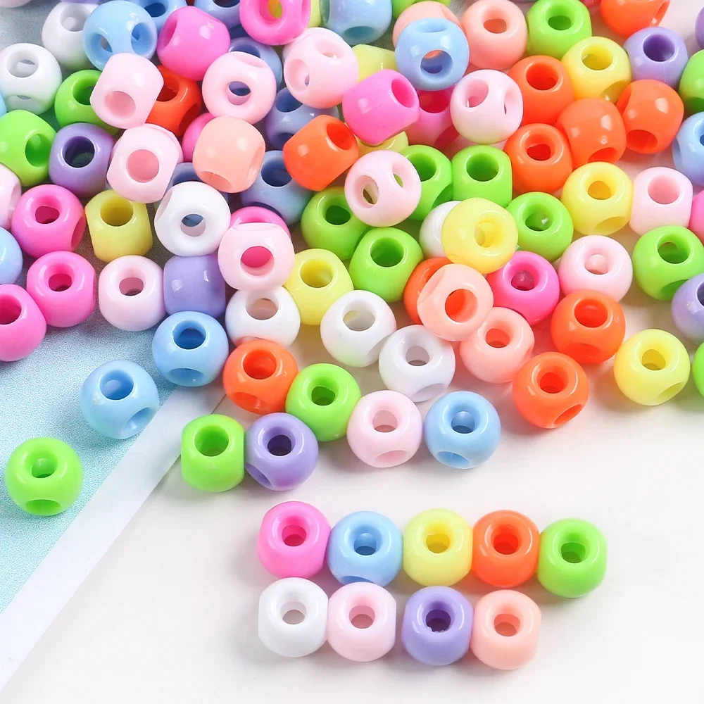 30pcs Acrylic Four-way Hole Round Beads Candy Color Loose Beaded Handmade DIY Bracelet Pendant Jewelry Accessories 8mm