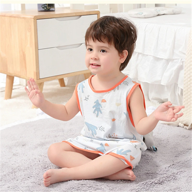 

Детский спальный мешок без рукавов с мультяшным рисунком, детский спальный мешок с разрезами, двухслойный марлевый хлопковый спальный мешок