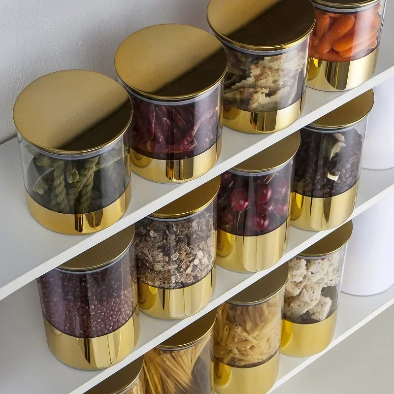 

Glass Jars Sealed Cans with Cover Kitchen Food Storage Bottles Mason Spice Jars Candy Storage Banks Tea Box Kitchen Storage Can
