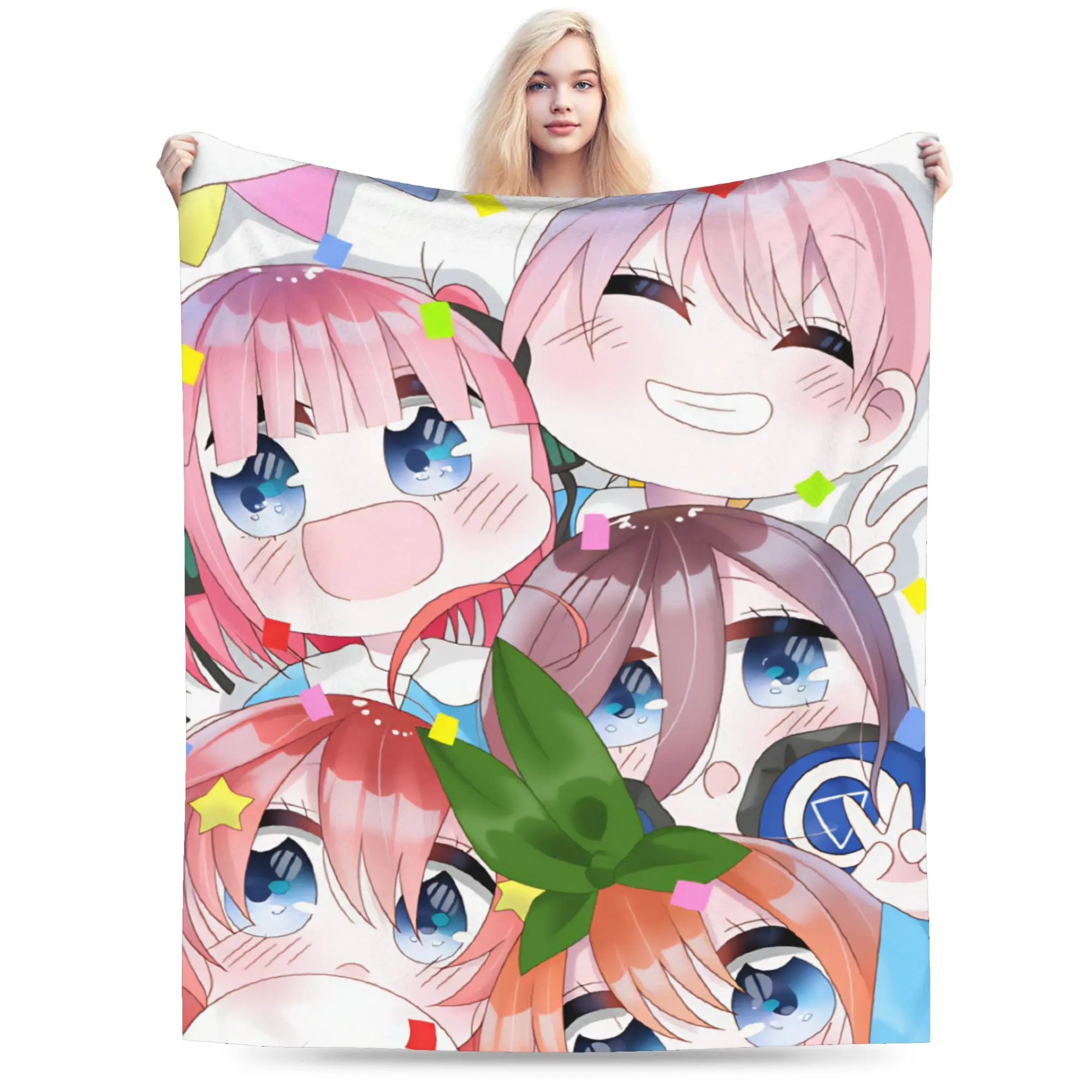 Super Soft BlanketGirls Boys Travel The Q-Quintessential Q-Quintuplets  Throw Blanket  Flannel Bedspread Novelty Sofa
