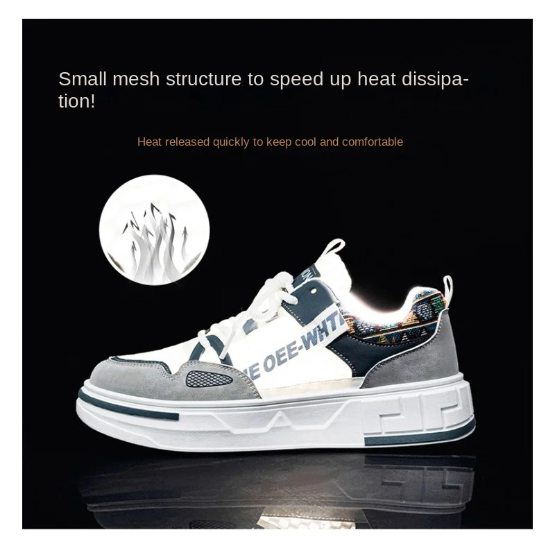 Men's Hollow Mesh Platform Skate Shoes 2026 Summer Ultra Breathable Lightweight Teen Student Casual Sports Footwear