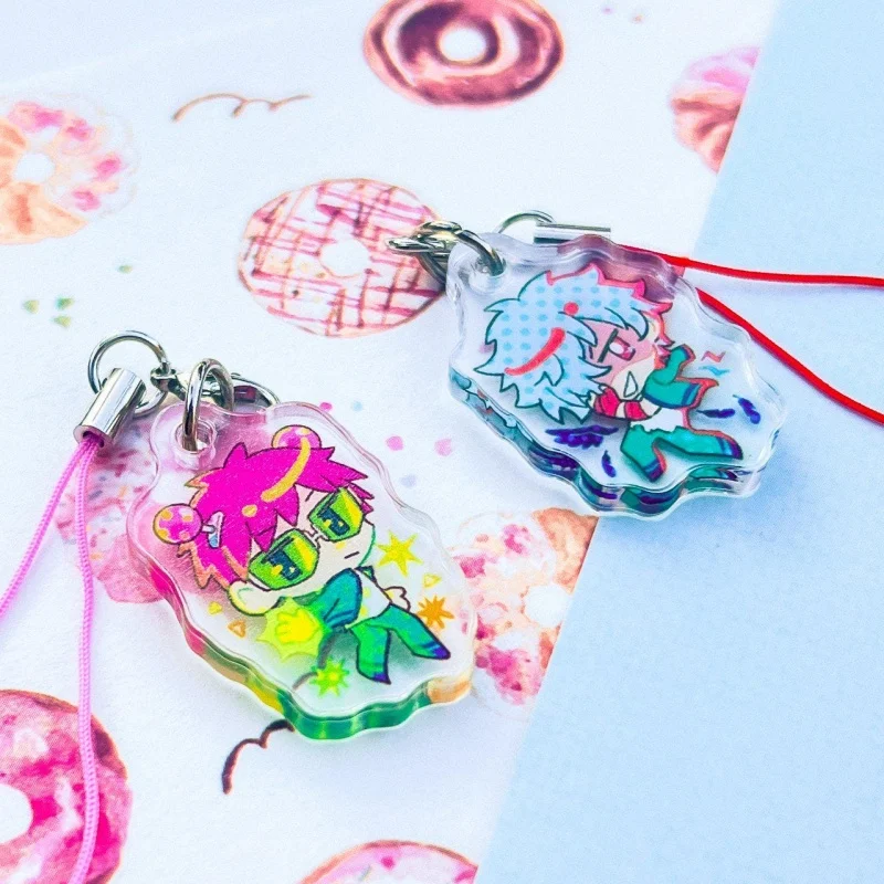 Psychic Boys Pair 5cm Acrylic Keychain Color Thin String Phone Lanyard Cute Matching Bag Pendant Anime Fans Collectible Gift