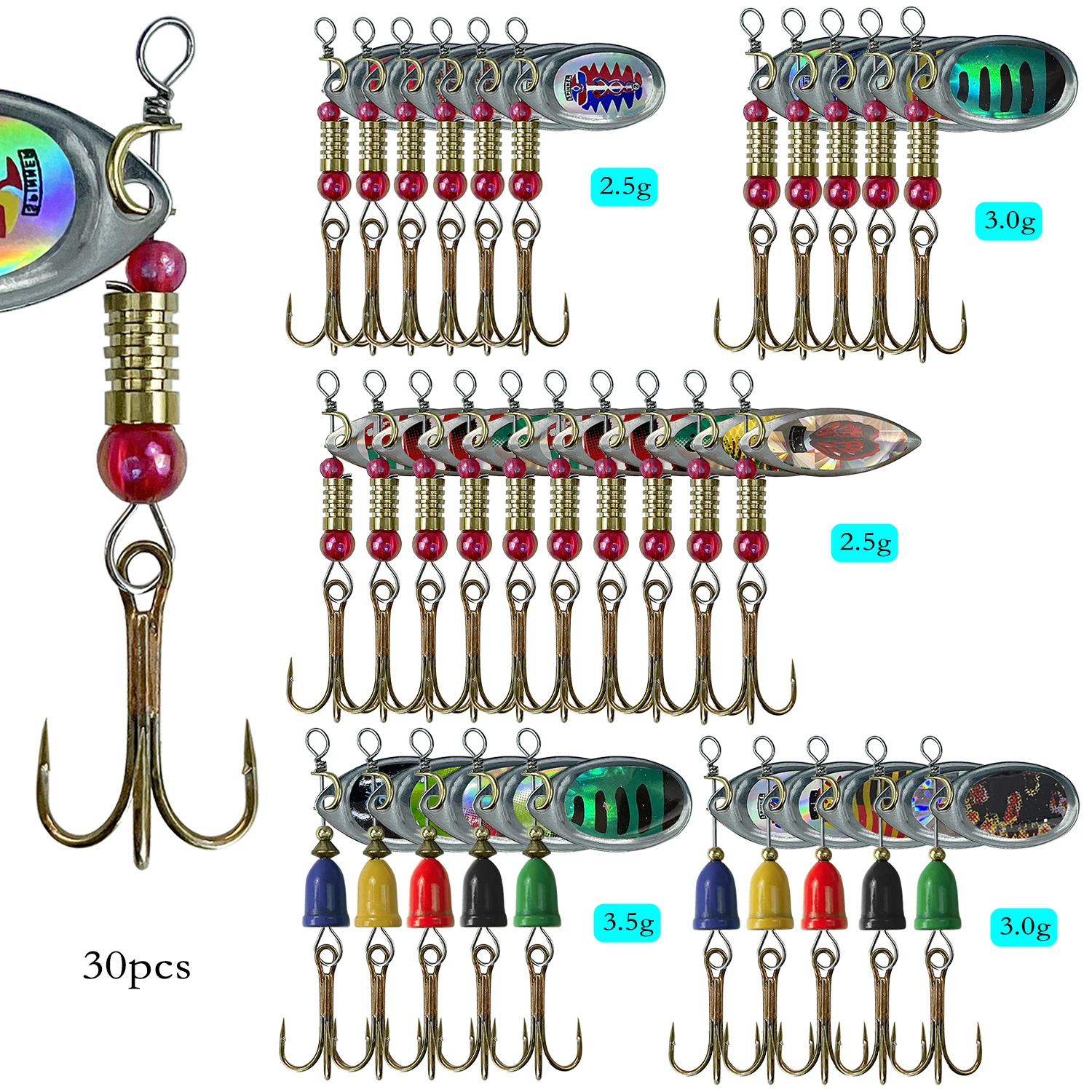 Señuelos spinnerbait con lentejuelas láser Free Fisher para trucha - imagen 5