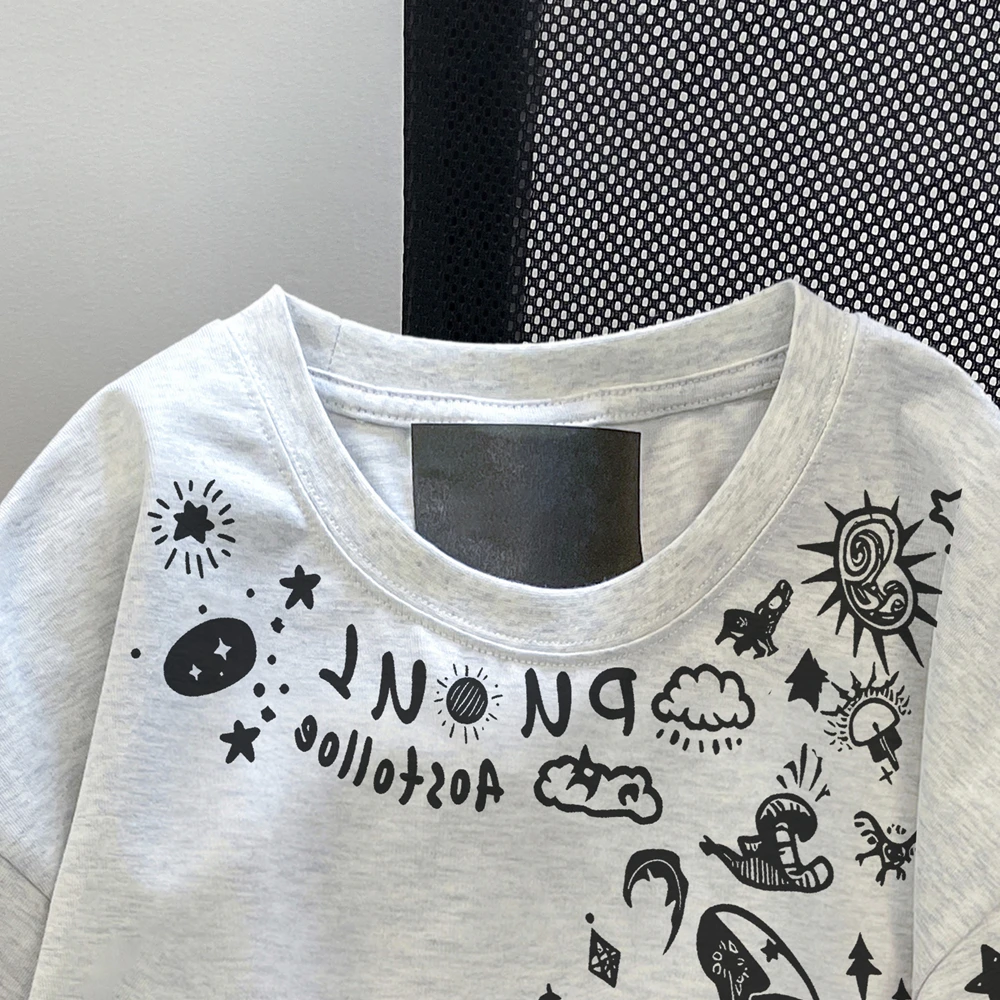 

Футболка American Sle fiti Skull ort Sve ex Summer Loose Faion Brand Oversize Тяжелый круглый топ Ne