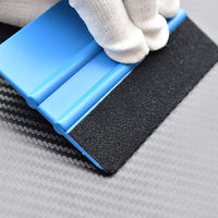 1/2/4Pcs Car Blue Vinyl Carbon Fiber Window Ice Remover Cleaning Wash Car Scraper With Felt Squeegee Tool Film Wrapping Scraper