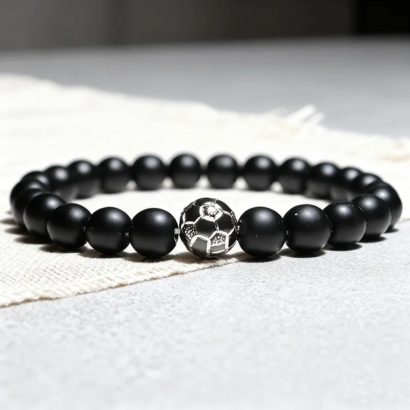 سوار كرة القدم الحديث الرجال النساء 3 الألوان المتاحة 8 مللي متر الجزع الأحمر Howlite حجر ستراند سوار كرة القدم المتحمسين اكسسوارات #1