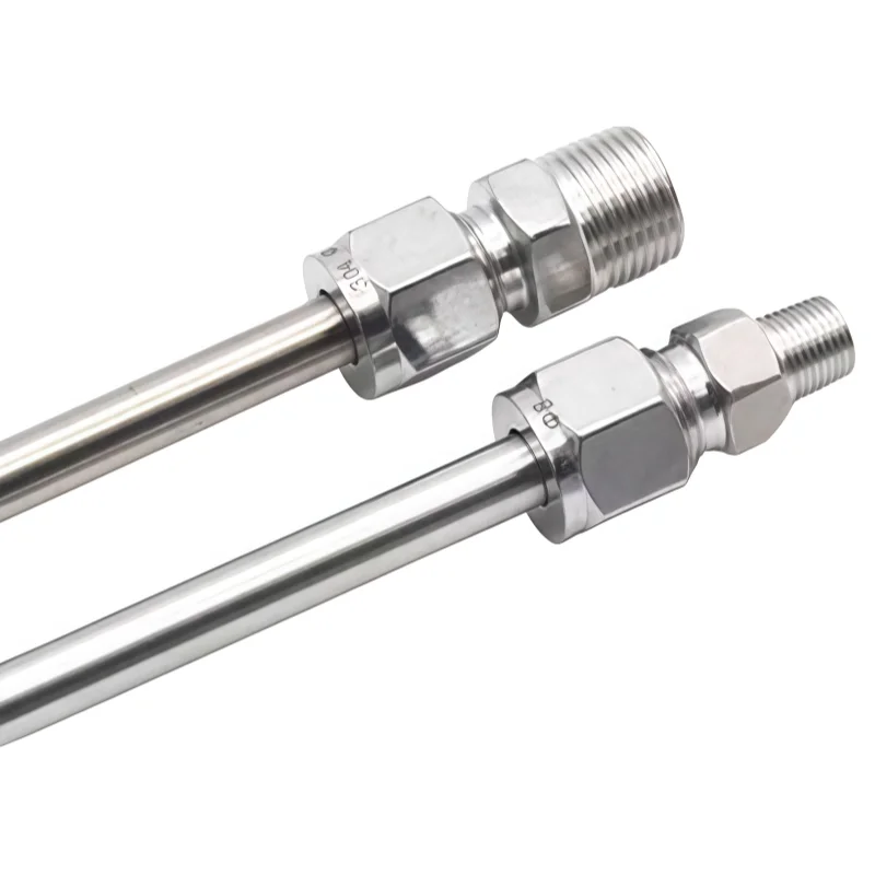 304 الفولاذ المقاوم للصدأ الحلقات المزدوجة ضغط وصلة أنابيب 6 مللي متر 8 مللي متر 10 مللي متر 12 مللي متر أنبوب OD إلى 1/8 "1/4" 3/8 "1/2" ذكر NPT موصل #2