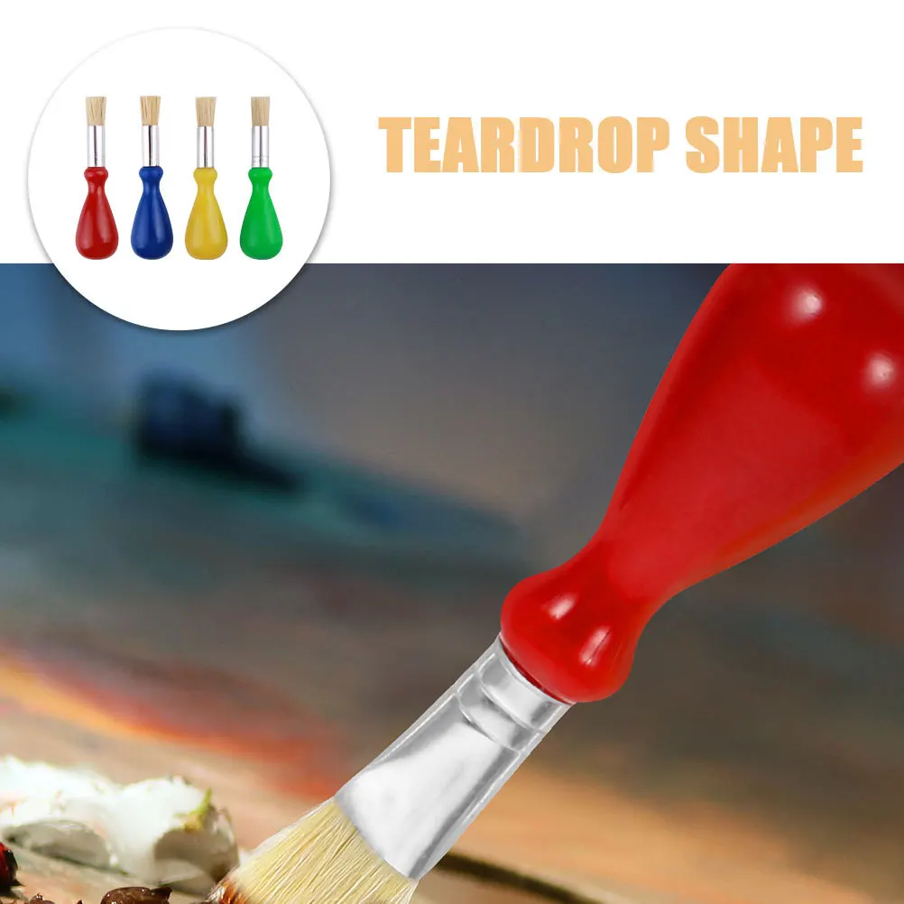 4 шт., кисти для рисования свиной шерстью, мягкая щетина, масляные акварельные кисти для художников, дети, эргономичная ручка, художественный класс, студия