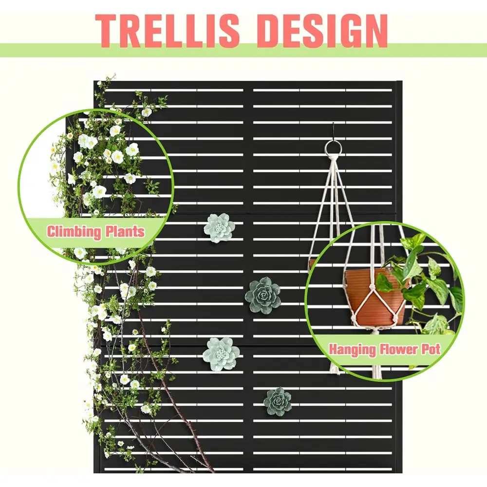 زارع معدني أسود 47 لتر × 17 وات × 71 ساعة مع تعريشة وصرف وشاشة خصوصية لنباتات التسلق #2